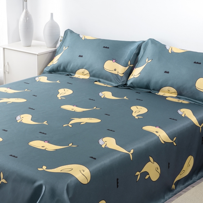 91家纺网 家纺一手货源 找家纺 小芽 2024新款冰凉丝印花凉席小清新系列 鲸梦