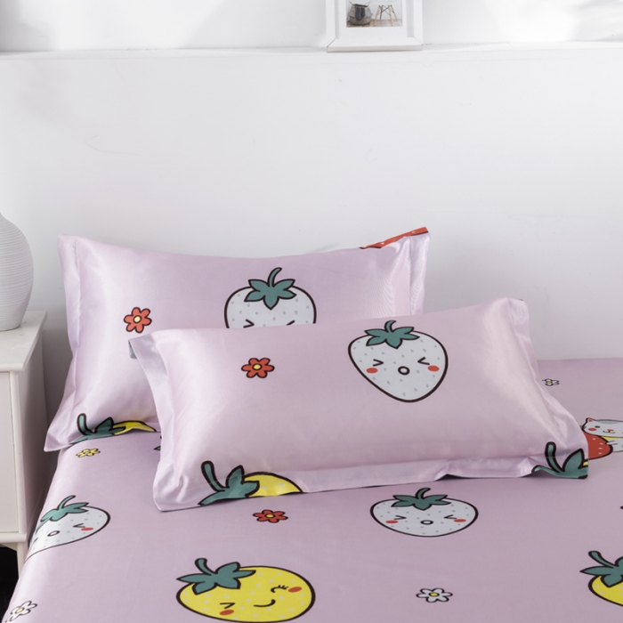 91家纺网 家纺一手货源 找家纺 小芽 2024新款冰凉丝印花凉席小清新系列 趣味草莓