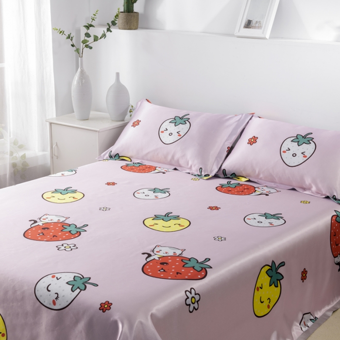 91家纺网 家纺一手货源 找家纺 小芽 2024新款冰凉丝印花凉席小清新系列 趣味草莓