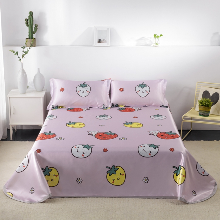 91家纺网 家纺一手货源 找家纺 小芽 2024新款冰凉丝印花凉席小清新系列 趣味草莓