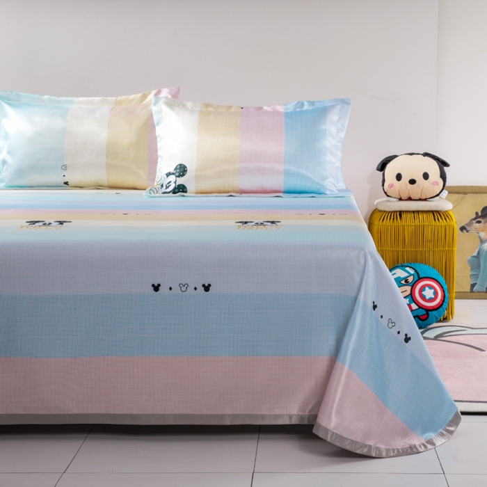 91家纺网 家纺一手货源 找家纺 小芽 迪士尼床单款冰丝凉席 彩条米奇