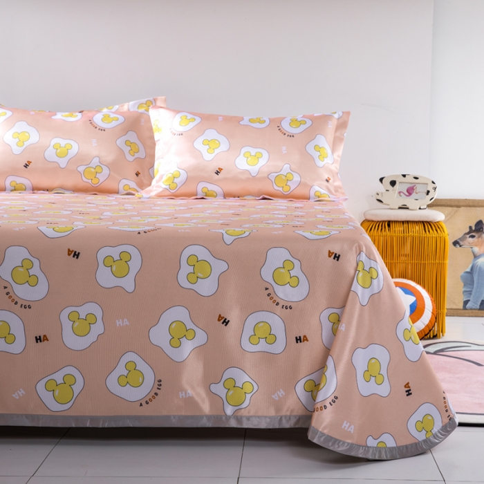 91家纺网 家纺一手货源 找家纺 小芽 迪士尼床单款冰丝凉席 蛋壳米奇玉