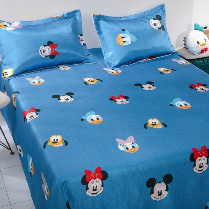 91家纺网 家纺一手货源 找家纺 小芽 迪士尼床单款冰丝凉席 米奇米妮蓝