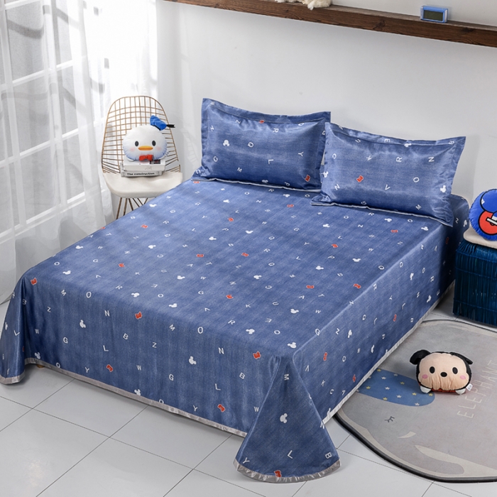 91家纺网 家纺一手货源 找家纺 小芽 迪士尼床单款冰丝凉席 字母米奇