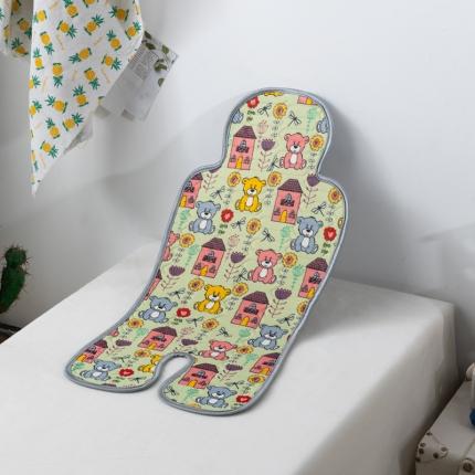 小芽 2024新款儿童冰感丝乳胶凉席推车款 泰迪熊