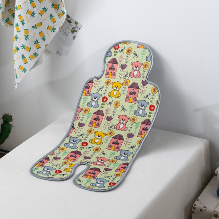 91家纺网 家纺一手货源 找家纺 小芽 2024新款儿童冰感丝乳胶凉席推车款 泰迪熊