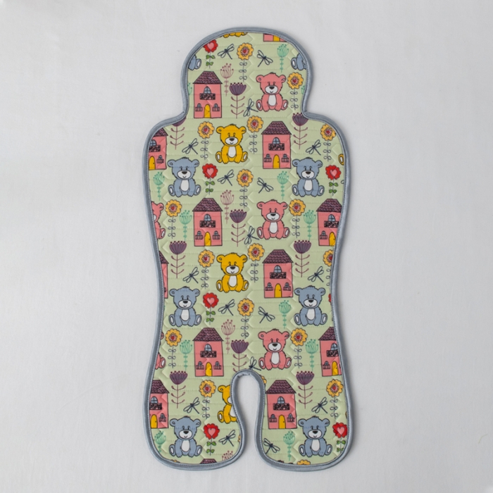 91家纺网 家纺一手货源 找家纺 小芽 2024新款儿童冰感丝乳胶凉席推车款 泰迪熊