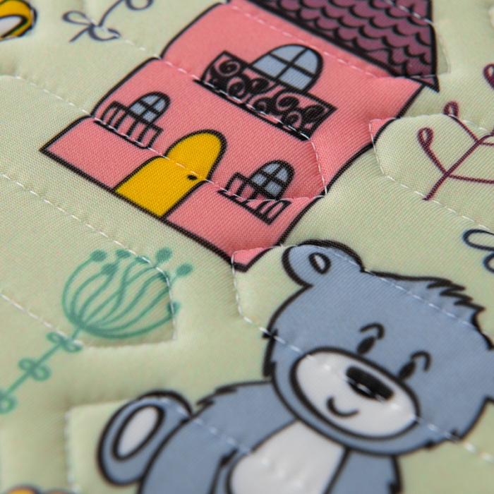 91家纺网 家纺一手货源 找家纺 小芽 2024新款儿童冰感丝乳胶凉席推车款 泰迪熊