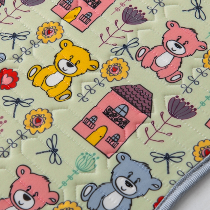 91家纺网 家纺一手货源 找家纺 小芽 2024新款儿童冰感丝乳胶凉席推车款 泰迪熊