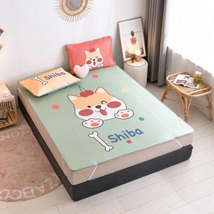 91家纺网 家纺一手货源 找家纺 佰亿莱2024新款数码印花卡通大版数码冰丝席凉席 萌趣柴犬