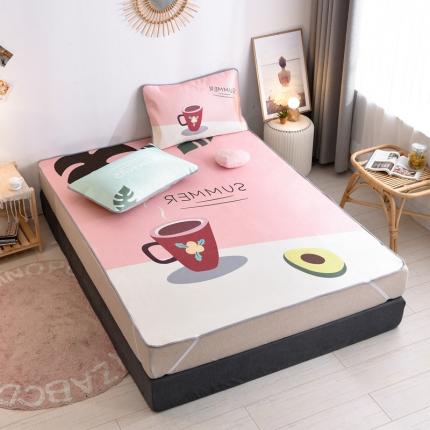 91家纺网 家纺一手货源 找家纺 佰亿莱2024新款数码印花卡通大版数码冰丝席凉席 惬意夏日