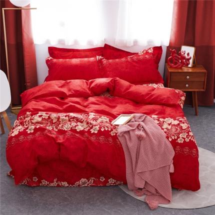 91家纺网 家纺一手货源 找家纺 润淳2025新款高克重铂金棉加厚植物羊绒四件套 前程似锦