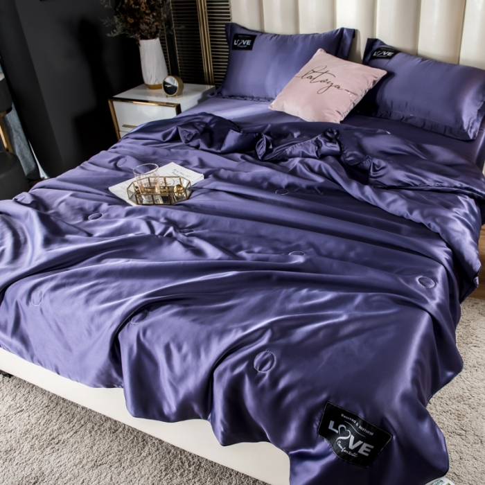 91家纺网 家纺一手货源 找家纺 丽莱美家纺2024爆款天丝夏被 烟熏紫