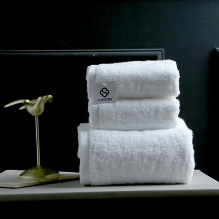 五星级酒店毛巾斜纹边宾馆浴巾白色面巾美容院方巾定制绣LOGO