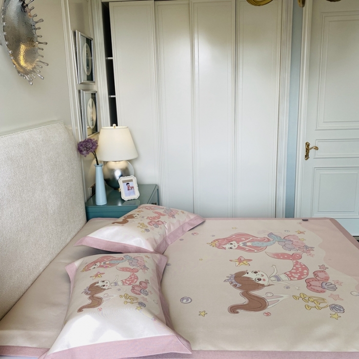 91家纺网 家纺一手货源 找家纺 本希 2020新款高端可水洗冰丝凉席提花系列实拍图 人鱼公主