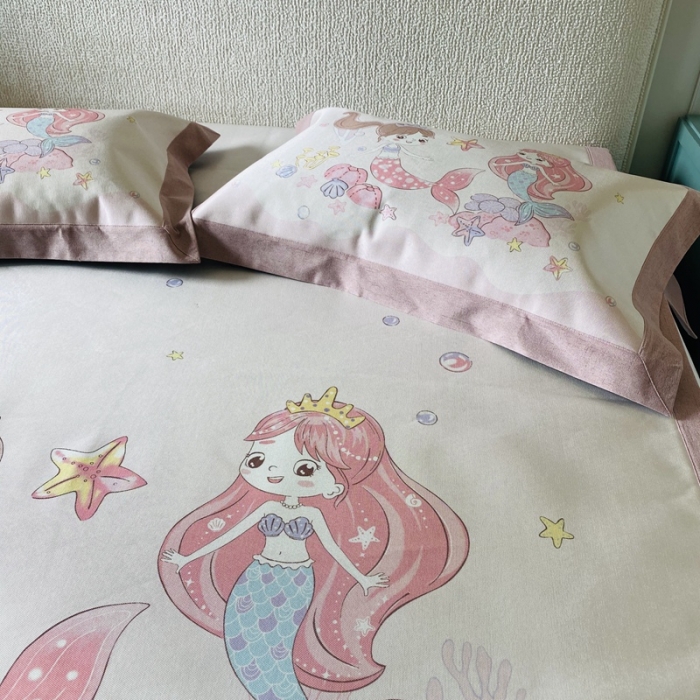 91家纺网 家纺一手货源 找家纺 本希 2020新款高端可水洗冰丝凉席提花系列实拍图 人鱼公主