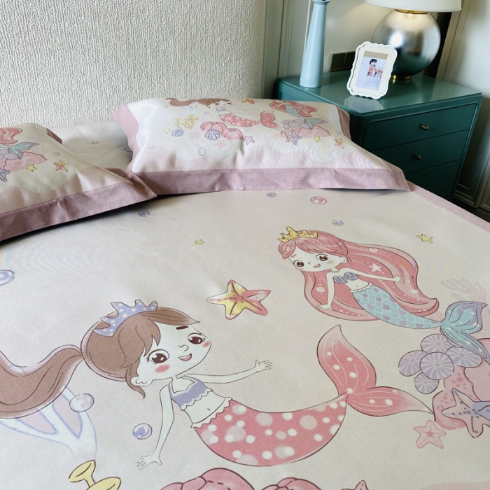 91家纺网 家纺一手货源 找家纺 本希 2020新款高端可水洗冰丝凉席提花系列实拍图 人鱼公主