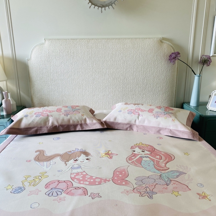 91家纺网 家纺一手货源 找家纺 本希 2020新款高端可水洗冰丝凉席提花系列实拍图 人鱼公主