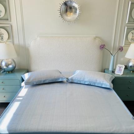 91家纺网 家纺一手货源 找家纺 本希2020新款可水洗冰丝凉席提花床笠系列实拍图曼森床笠-蓝