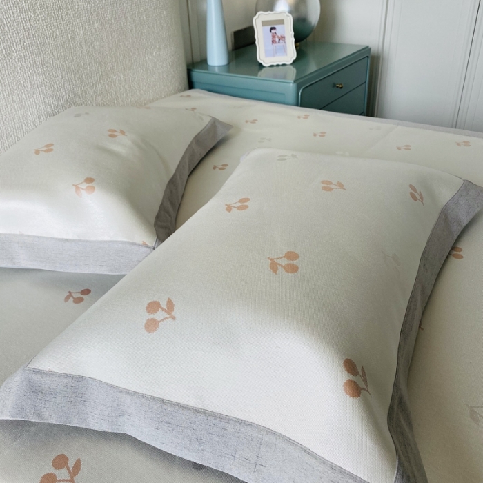 91家纺网 家纺一手货源 找家纺 本希 2020新款高端可水洗冰丝凉席提花系列实拍图 小樱桃