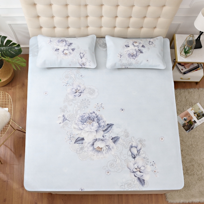 91家纺网 家纺一手货源 找家纺 伊婷人 2020新款彩绘头层水牛皮席三件套 安香雅韵