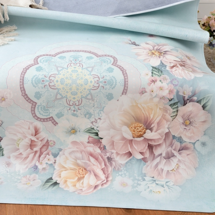 91家纺网 家纺一手货源 找家纺 伊婷人 2020新款彩绘头层水牛皮席三件套 富贵牡丹