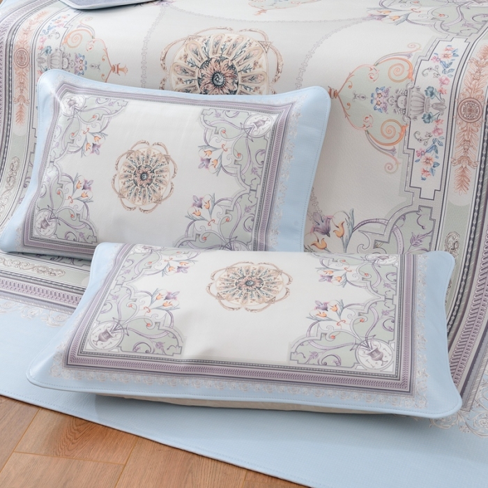 91家纺网 家纺一手货源 找家纺 伊婷人 2020新款彩绘头层水牛皮席三件套 凯利