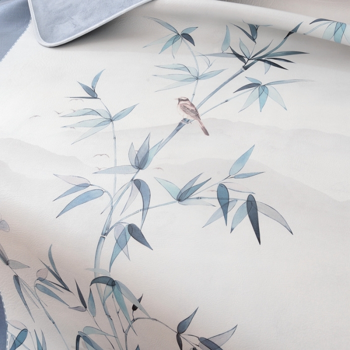 91家纺网 家纺一手货源 找家纺 伊婷人 2020新款彩绘头层水牛皮席三件套 竹报平安