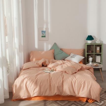 91家纺网 家纺一手货源 找家纺 （总）星期八 2020新款全棉13372格子嵌条系列四件套