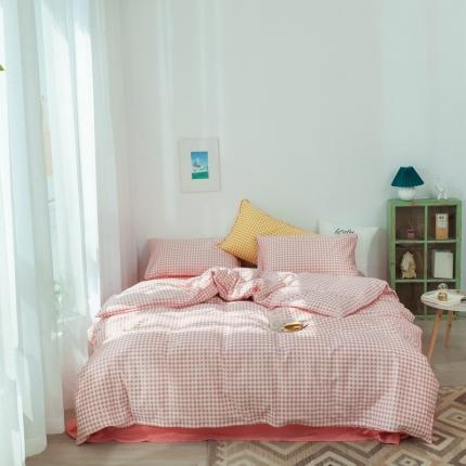 （总）星期八 2020新款全棉13372格子嵌条系列四件套