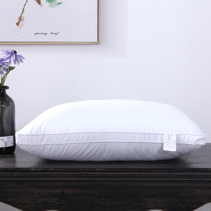 91家纺网 家纺一手货源 找家纺 仁宇枕业新款爆款全棉酒店立体纯白防雨布羽丝绒枕低48*74