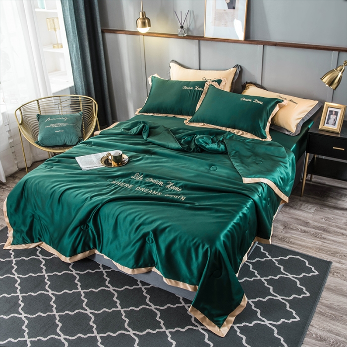 91家纺网 家纺一手货源 找家纺 （总）骏腾 2022新款水洗真丝夏被四件套天丝