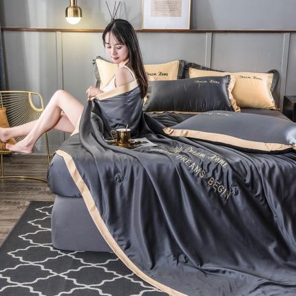 骏腾 2022新款水洗真丝夏被四件套 简爱-深灰