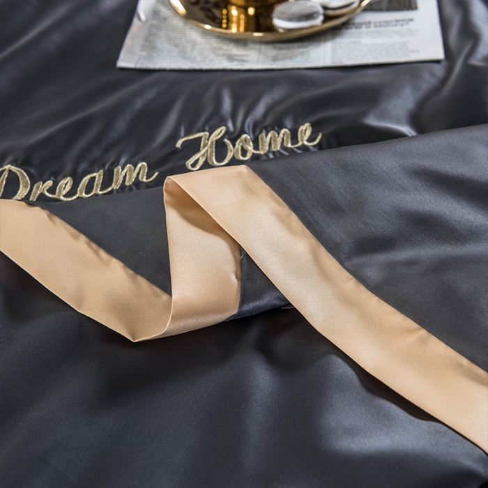 91家纺网 家纺一手货源 找家纺 骏腾 2022新款水洗真丝夏被四件套 简爱-深灰