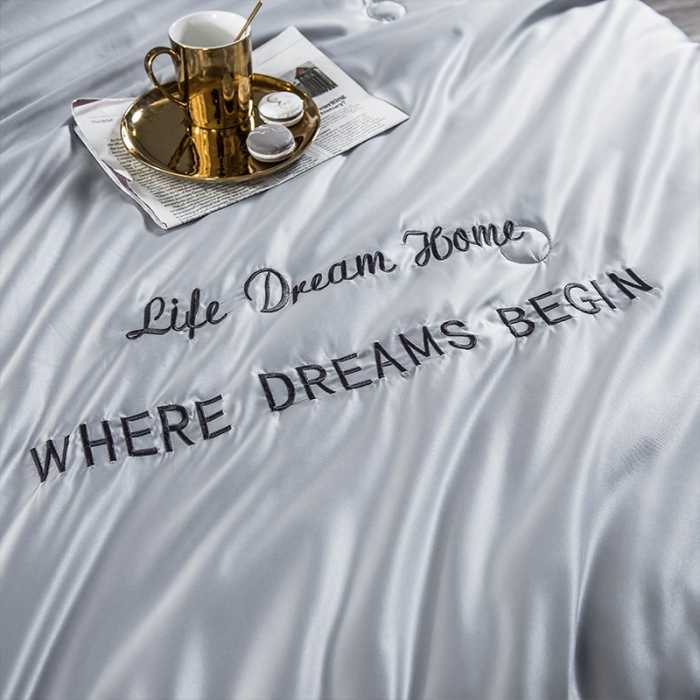 91家纺网 家纺一手货源 找家纺 骏腾 2022新款水洗真丝夏被四件套 简爱-银灰