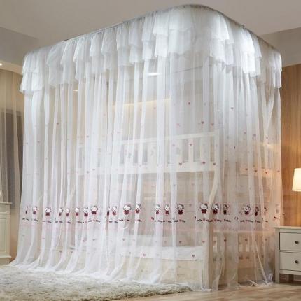 91家纺网 家纺一手货源 找家纺 夏彩 88310绣花子母床导轨蚊帐 kitty猫