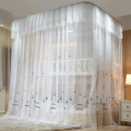 91家纺网 家纺一手货源 找家纺 夏彩 88310绣花子母床导轨蚊帐 洛丽塔