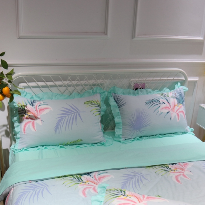 91家纺网 家纺一手货源 找家纺 润缦 2020新款超柔水洗棉夏被四件套 百合