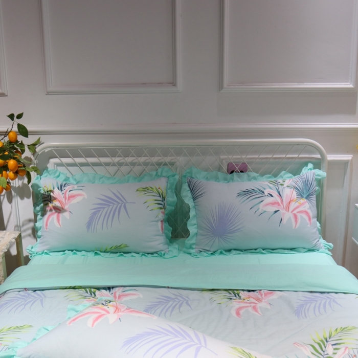 91家纺网 家纺一手货源 找家纺 润缦 2020新款超柔水洗棉夏被四件套 百合