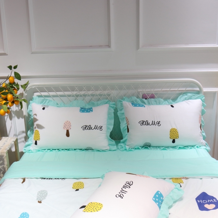 91家纺网 家纺一手货源 找家纺 润缦 2020新款超柔水洗棉夏被四件套 冰淇淋