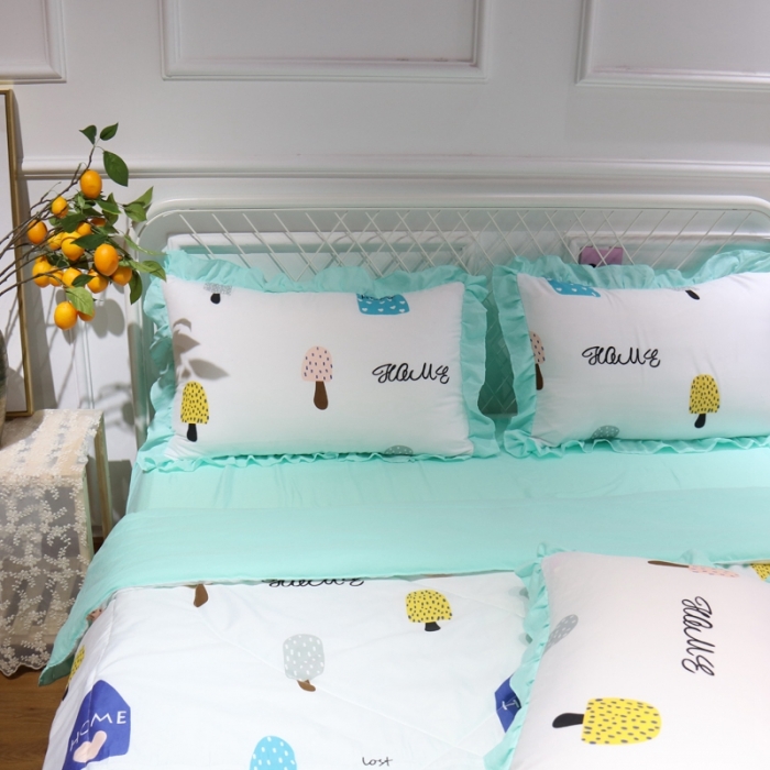 91家纺网 家纺一手货源 找家纺 润缦 2020新款超柔水洗棉夏被四件套 冰淇淋