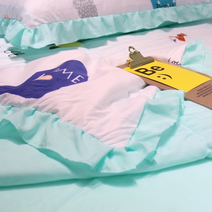 91家纺网 家纺一手货源 找家纺 润缦 2020新款超柔水洗棉夏被四件套 冰淇淋