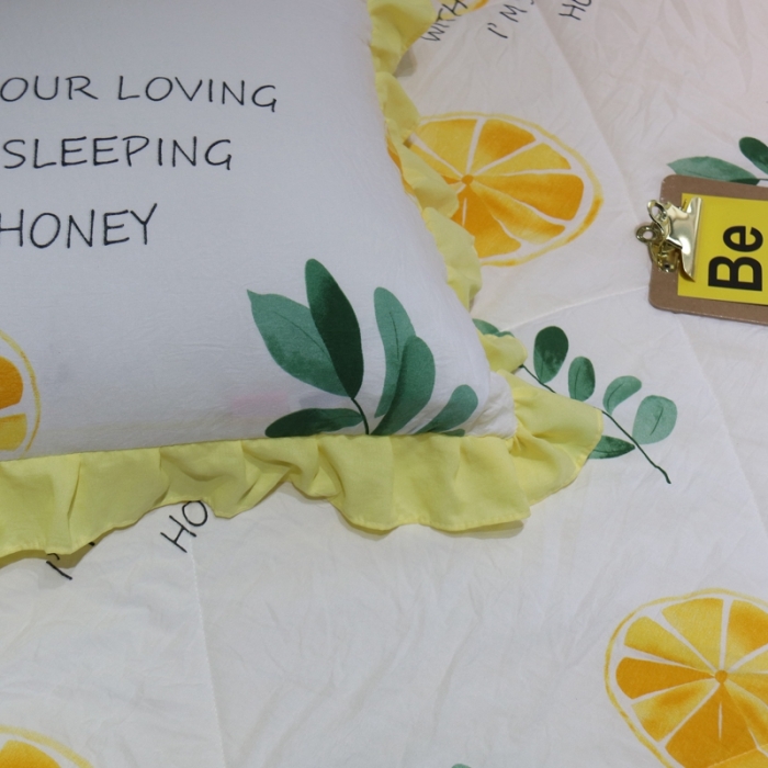 91家纺网 家纺一手货源 找家纺 润缦 2020新款超柔水洗棉夏被四件套 黄橙子