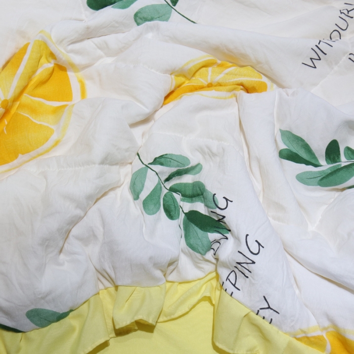 91家纺网 家纺一手货源 找家纺 润缦 2020新款超柔水洗棉夏被四件套 黄橙子