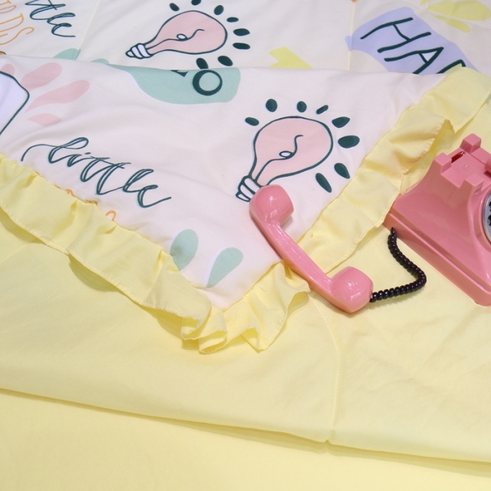 91家纺网 家纺一手货源 找家纺 润缦 2020新款超柔水洗棉夏被四件套 快乐小鸟