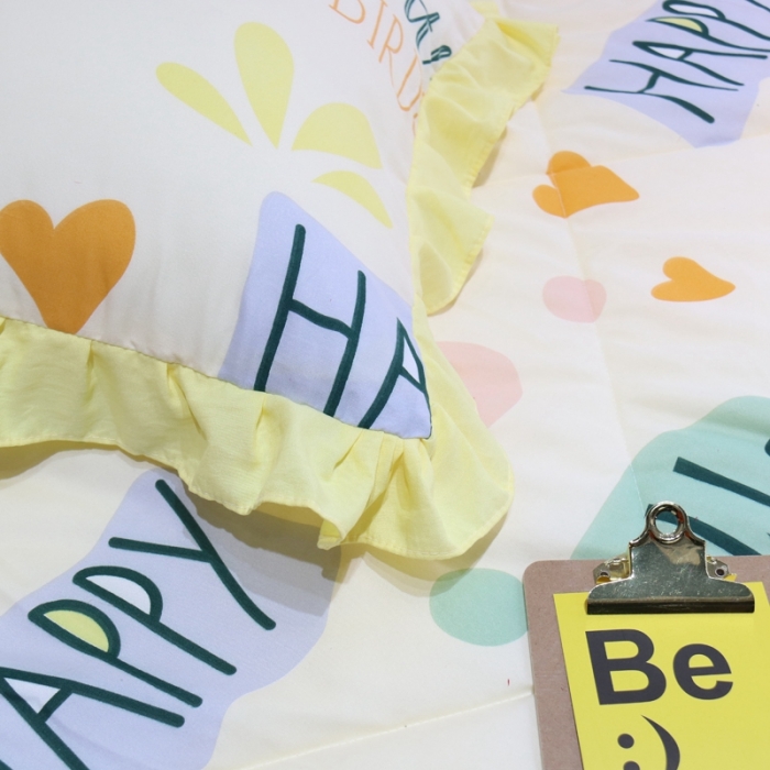 91家纺网 家纺一手货源 找家纺 润缦 2020新款超柔水洗棉夏被四件套 快乐小鸟