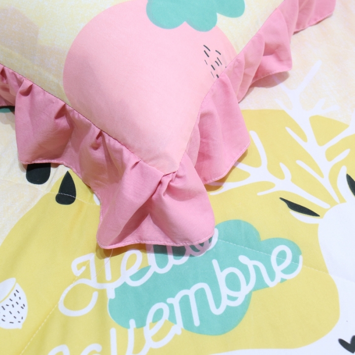 91家纺网 家纺一手货源 找家纺 润缦 2020新款超柔水洗棉夏被四件套 麋鹿