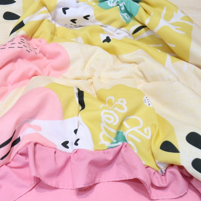 91家纺网 家纺一手货源 找家纺 润缦 2020新款超柔水洗棉夏被四件套 麋鹿