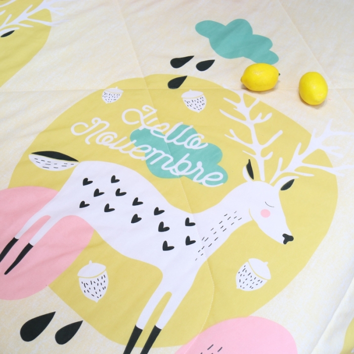 91家纺网 家纺一手货源 找家纺 润缦 2020新款超柔水洗棉夏被四件套 麋鹿