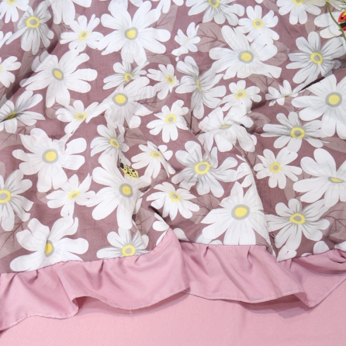 91家纺网 家纺一手货源 找家纺 润缦 2020新款超柔水洗棉夏被四件套 小雏菊豆沙